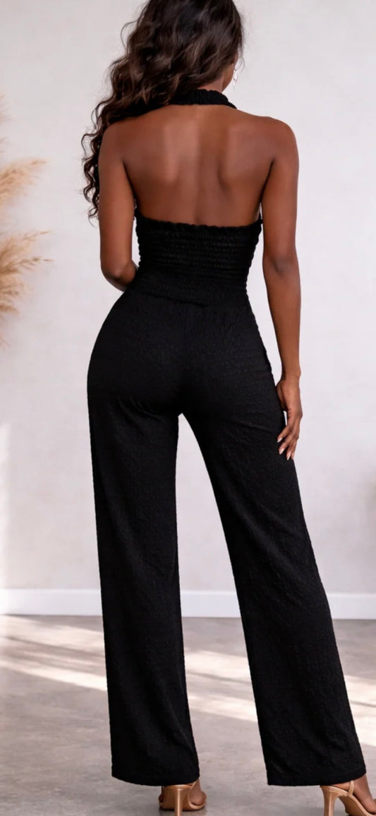 HALTER SHIRRING TOP & PANTS SET