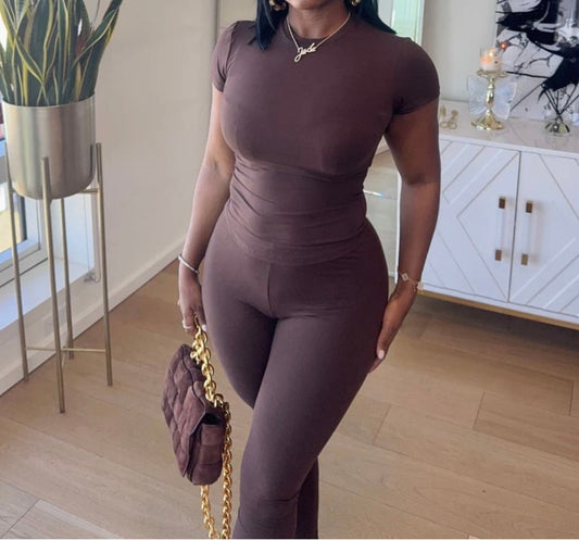 ROUND NECK SS TOP & LEGGINGS SET
