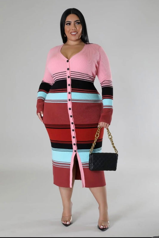 STRIPPED BADDIE DRESS