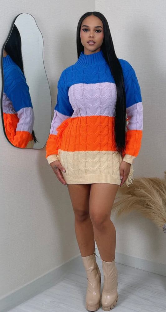 MULTI COLOR SWEATER DRESS