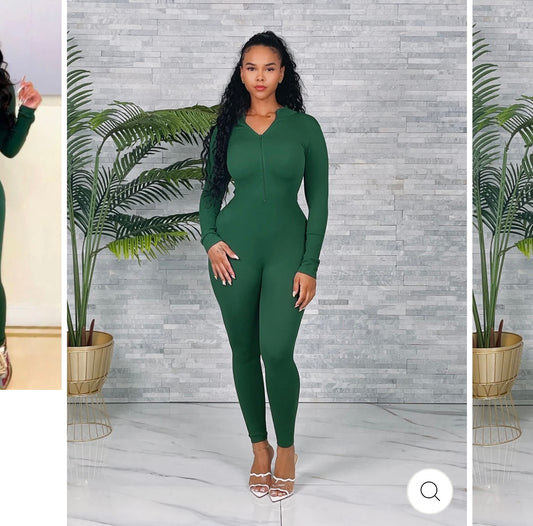 SEAMLESS RIBBED ZIPPER FITTED JUMPSUIT