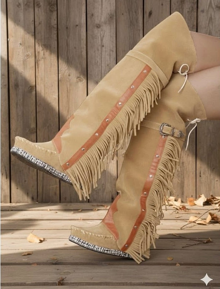 KNEE TASSEL BOOTS