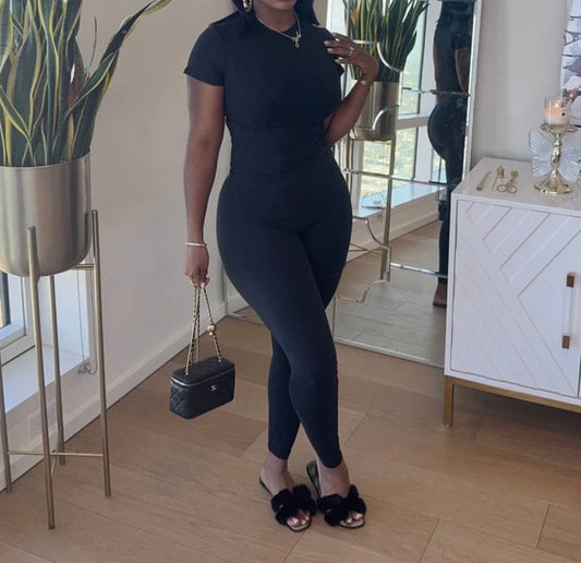ROUND NECK SS TOP & LEGGINGS SET