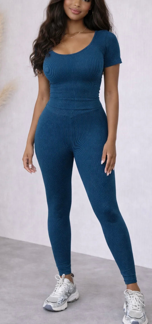 RIBBED SS TOP & LEGGINGS SET