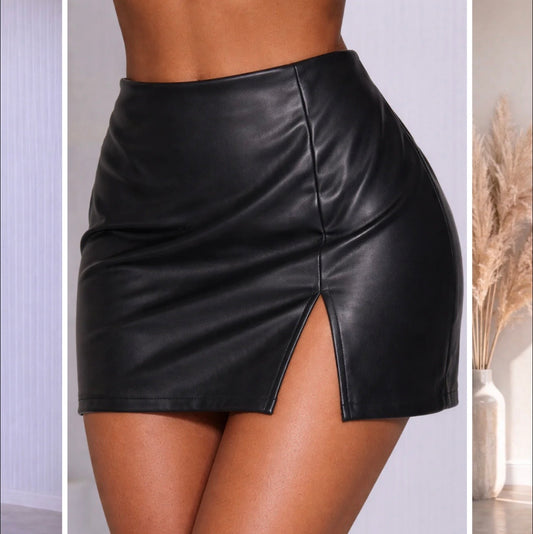 FAUX LEATHER MINI SKORT
