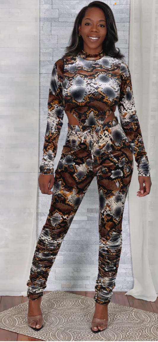 VELVET SNAKE LS BODYSUIT & PANTS SET