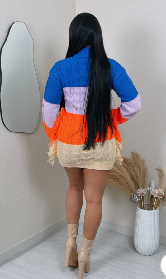 MULTI COLOR SWEATER DRESS