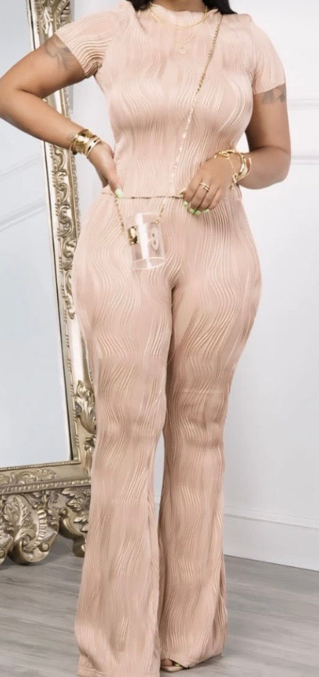 WAVY PLEATED FLARE PANTS SET