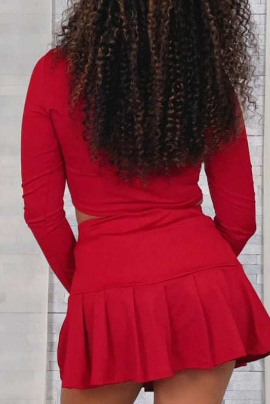ROUND NECK LS TOP & SKORT SET