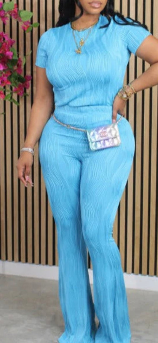 WAVY PLEATED FLARE PANTS SET