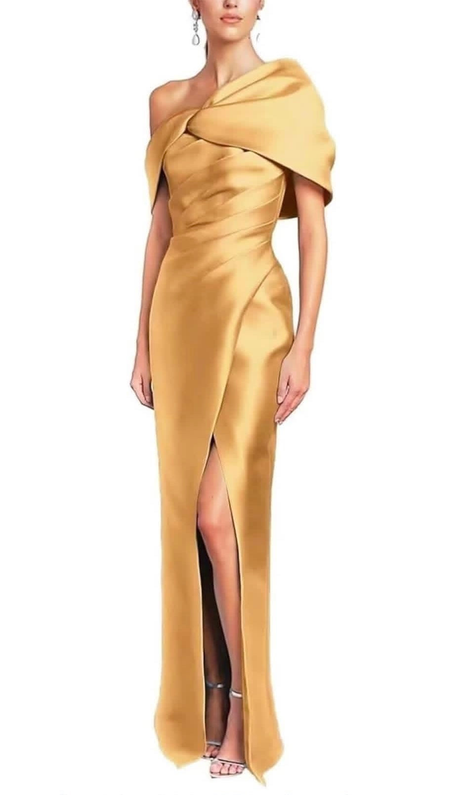 Mermaid Satin Mother of The Bride Dresses for Wedding One Shoulder Long Mermaid Prom Formal Evening Gown with Bow