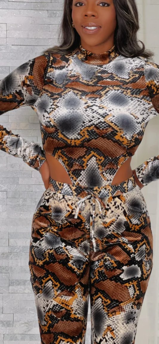 VELVET SNAKE LS BODYSUIT & PANTS SET