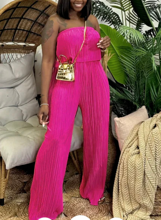 PLEATED FOLDED TUBE JUMPSUIT
