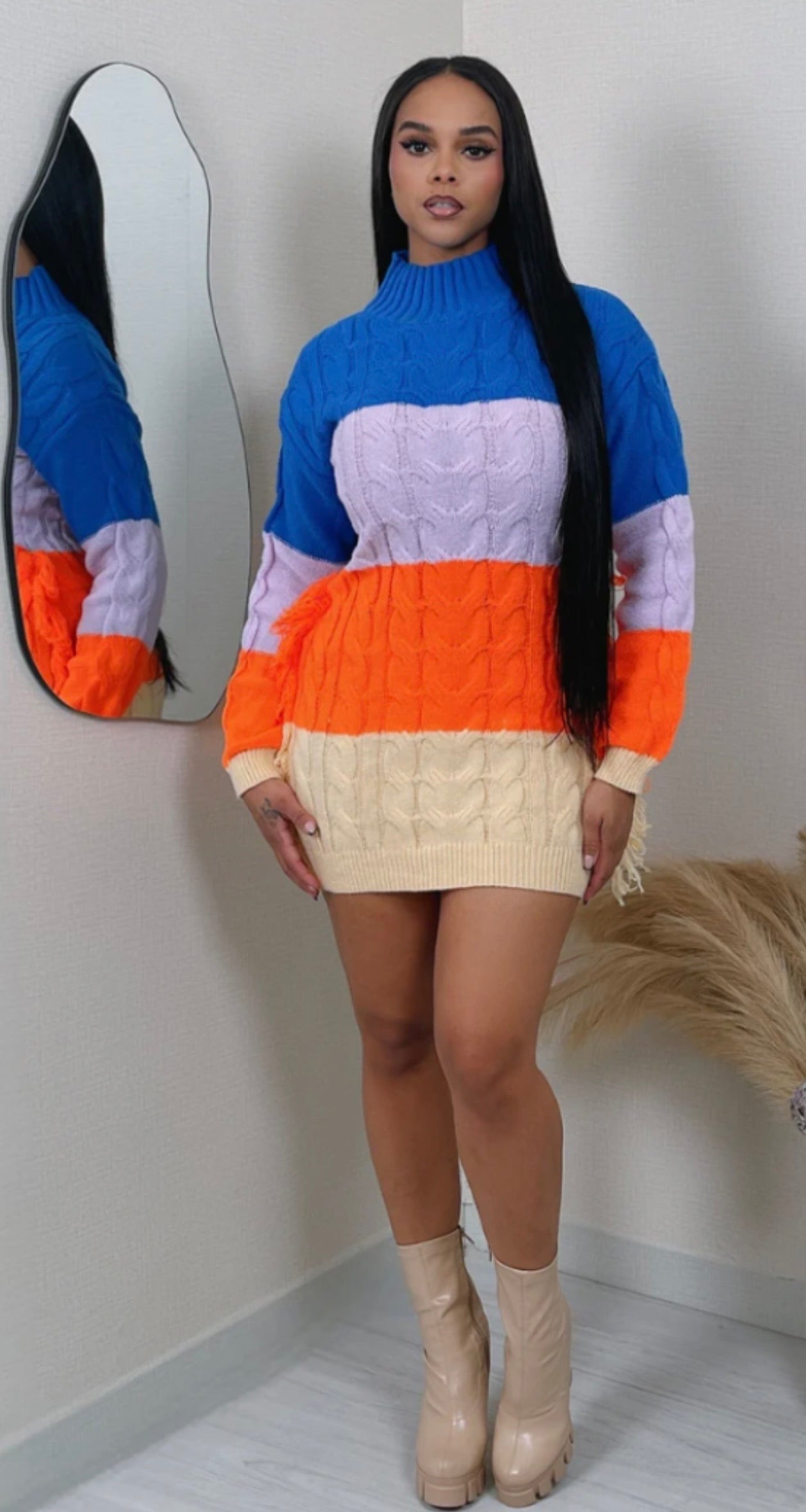 MULTI COLOR SWEATER DRESS