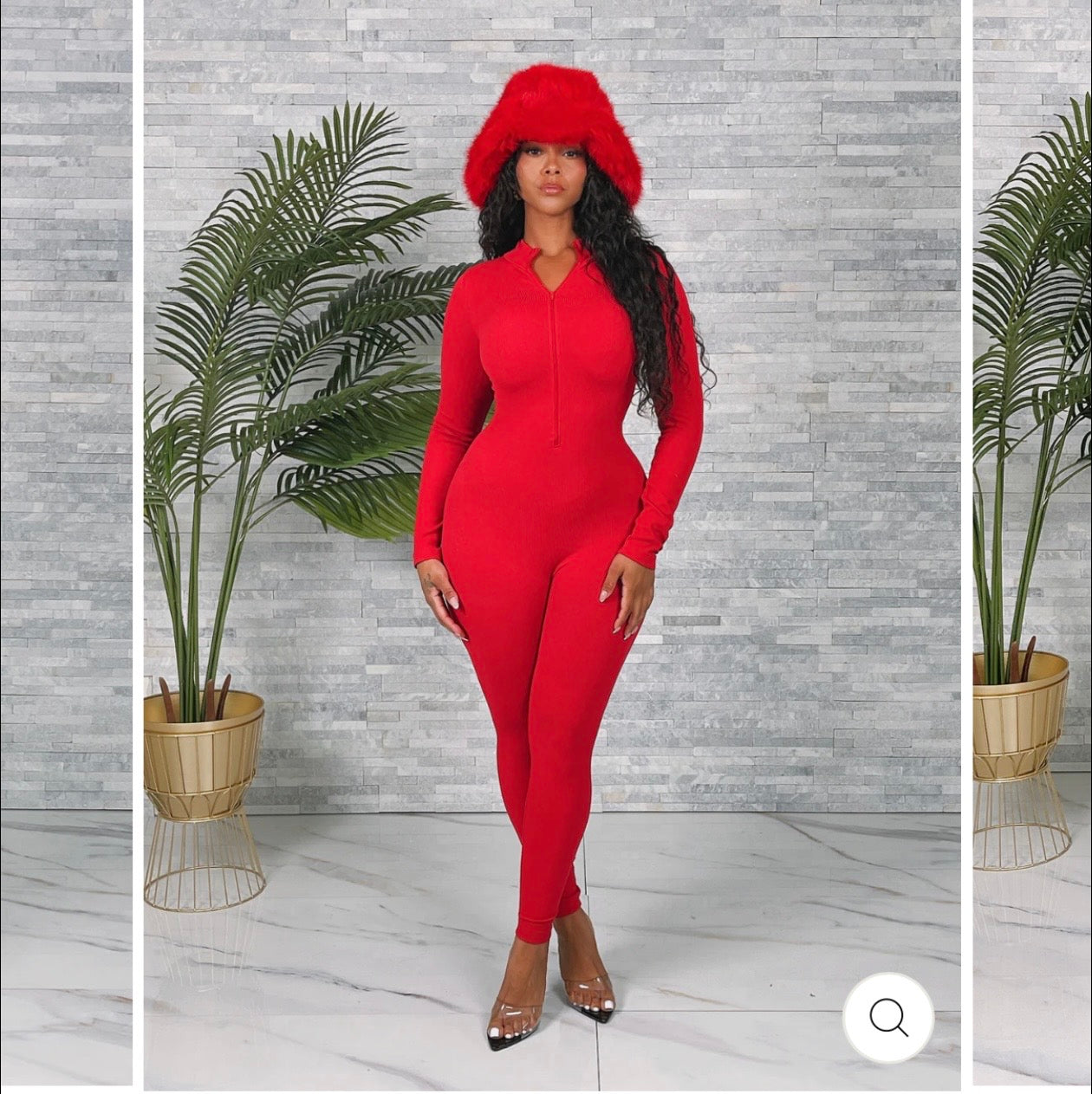 SEAMLESS RIBBED ZIPPER FITTED JUMPSUIT