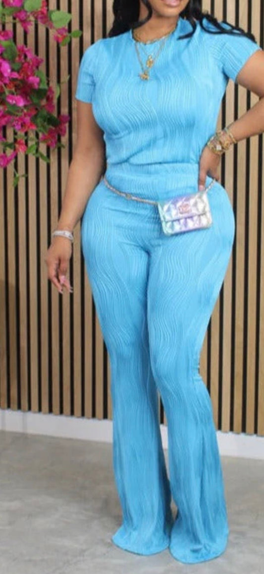 WAVY PLEATED FLARE PANTS SET