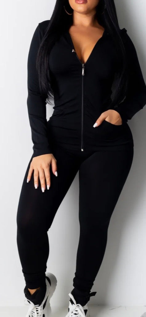 SOLID HOODIE LEGGINGS SET