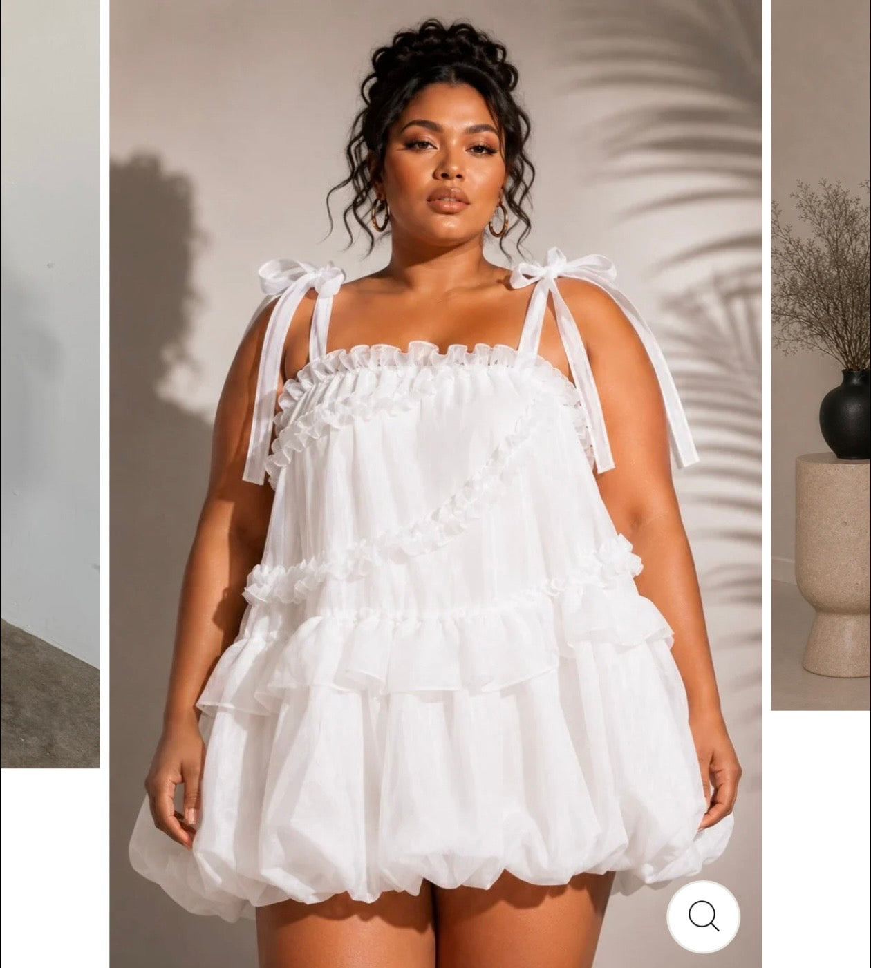 TIE STRAP RUFFLE BUBBLE DRESS