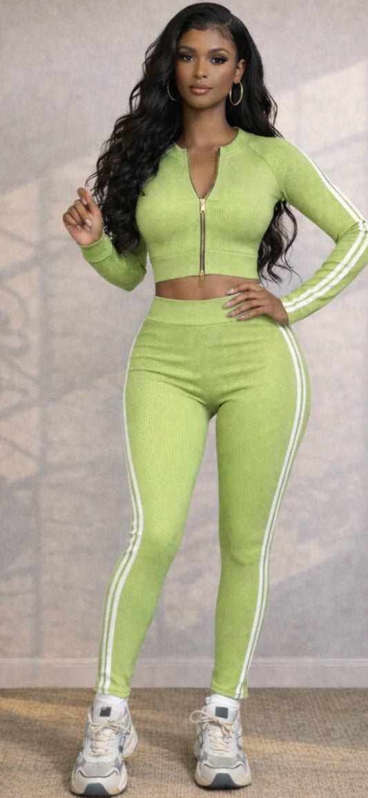 RIB SIDE STRIPE LS JACKET & LEGGINGS SET