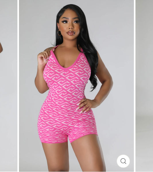 PATTERN X BACK KNIT ROMPER