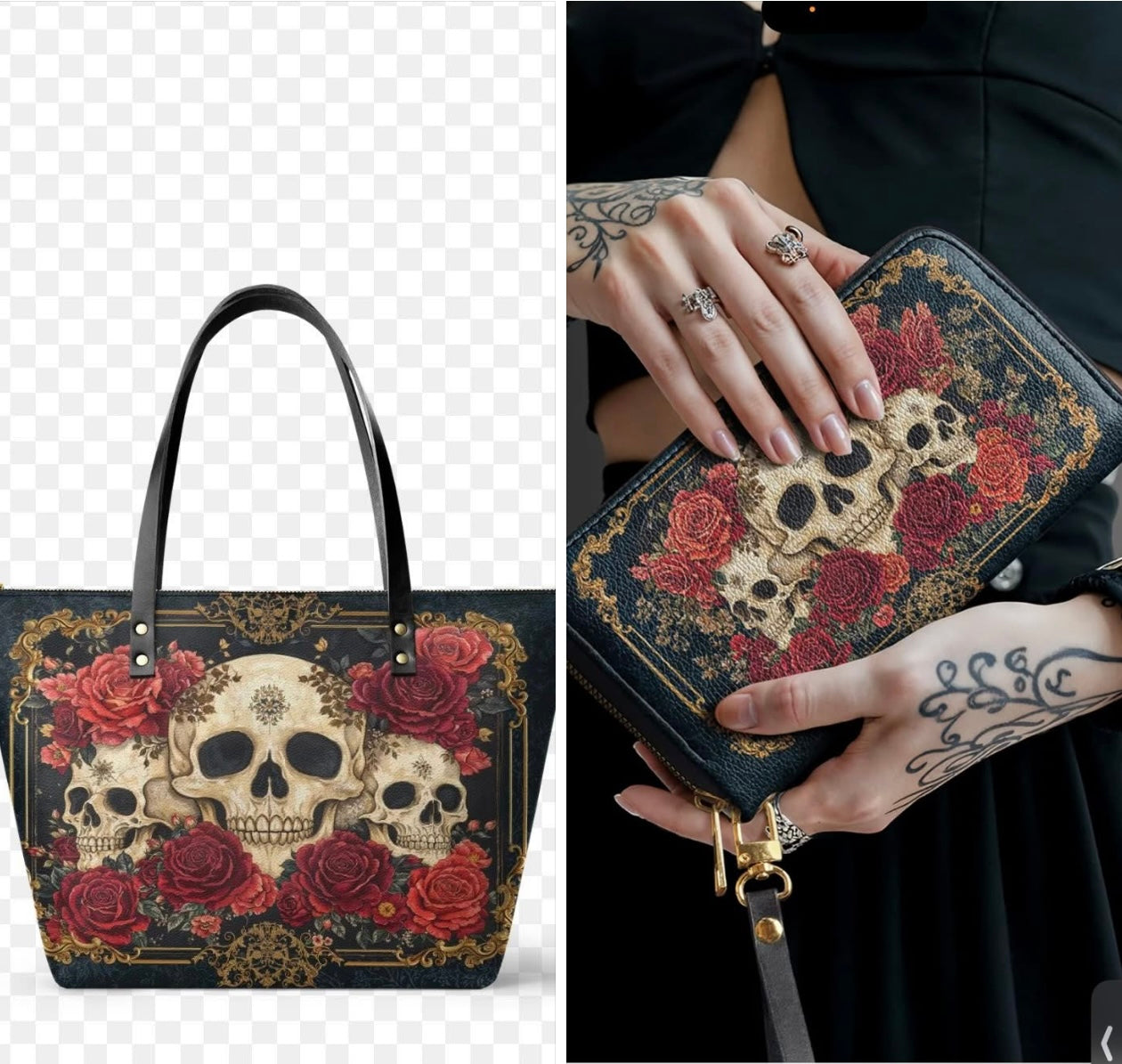 SKULL PURSE WALLET SET