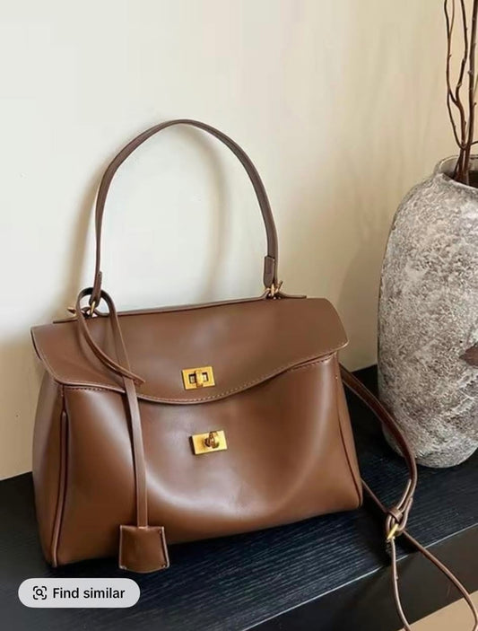 2025 Autumn/Winter New Suede Tote Bag, Vintage Metal Decor, Business/Commute Handbag For Women, New Matte Leather Tote Bag, Unisex Style Shoulder/Crossbody Bag