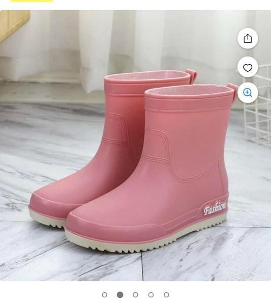 Women's Mid-Calf Rain Boots Waterproof Non-Slip Rubber Shoes New Style Kitchen Car Wash Cotton-Lined Warm Water Boots